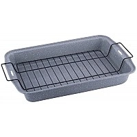 Противень Kamille Marble для выпечки 37.5х26х5см с решеткой
