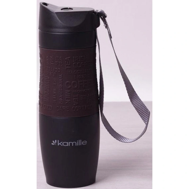 Термочашка Kamille Coffee 480 мл з ремінцем, нержавіюча сталь KM-2067