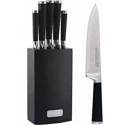 Набір 5 ножів Kamille Sheffield у чорній колоді-підставці KM-5132