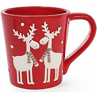 Ceramic mug "Deer in scarves on red" 325ml BD-834-149