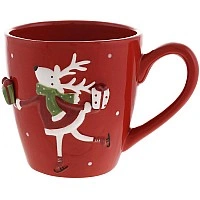 Ceramic mugs "Deer with a Gift" 2 pieces of 470ml, red BD-834-349