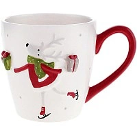 Ceramic mugs "Deer with a Gift" 2 pieces of 470ml, white BD-834-350