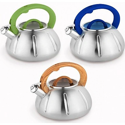 Чайник Kamille Graz 3L з нержавіючої сталі з свистком і скляною кришкою KM-0671