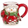 Ceramic shaped mug "Snowmen" 450ml, red BD-827-841