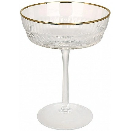 Набір 6 фужерів "Breeze" для шампанського 300мл, скляні келихи із золотою облямівкою BD-992-317