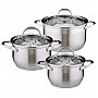 Kamille Mystery Mini 3 pot set 2.1L, 2.9L, 4L with glass lids KM-4706S