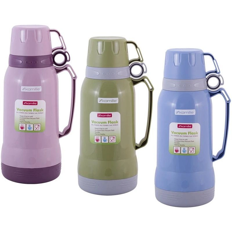 Термос Kamille Glass Nigella 1800мл дзеркальна колба і 2 чашки KM-2024