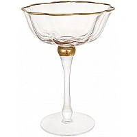 Set of 6 glass glasses "Gatsby" 250ml (champagne flutes) with gold border BD-992-449