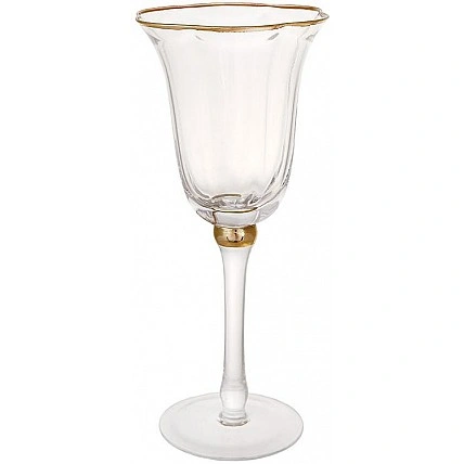 Набір із 6 скляних келихів «Гетсбі» 250 мл (винні келихи) із золотою облямівкою BD-992-450