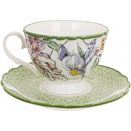 Порцелянова чашка і блюдце "Гліцинія Гарден" 280 мл, пара чаю BD-498-341