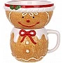 Cup with bowl "Gingerbread Man" 450ml/300ml, Christmas ceramics BD-928-192