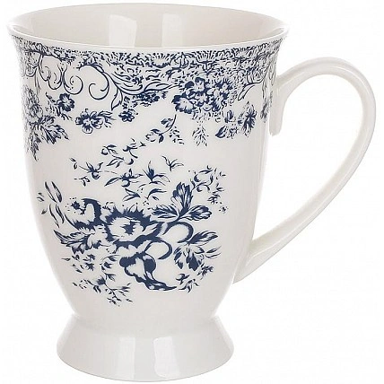 Набір 6 порцелянових кухлів "Англійська Троянда" 320мл, синій орнамент BD-K192