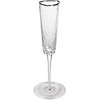 Set of 2 Monaco Ice champagne flutes, 165 ml, with silver rim, BD-579-125-2