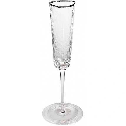 Set of 2 Monaco Ice champagne flutes, 165 ml, with silver rim, BD-579-125-2