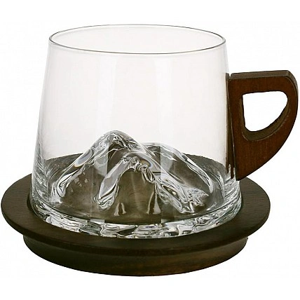 Кухоль "Rock" 220мл скляний на дерев'яній підставці BD-992-821