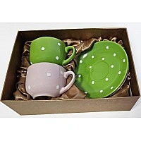 Tea gift set "White Peas" 2 cups 250ml with saucers BD-344-071A2