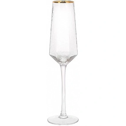 Set of 4 Monaco Ice champagne glasses 200ml, glass with golden edge BD-579-233