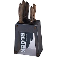 Kamille Oryen Brown 5 Knife Set on Block KM-5166 stand