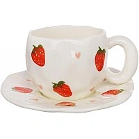 Strawberry Ceramic Tea Cup 350ml with Saucer BD-992-832