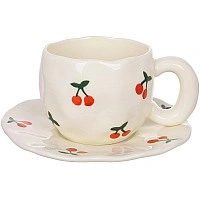 Cherry Ceramic Tea Cup 350ml with Saucer BD-992-833