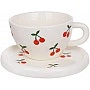 Cherry Tea Cup 350ml with Shaped Saucer, Ceramic BD-992-840