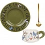 Tea cup "Butterfly" 270ml with saucer and spoon, olive, in gift box BD-992-855
