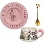 Tea cup "Lily of the valley" 270ml with saucer and spoon, pink, gift wrapped BD-992-839