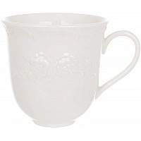 Set of 2 mugs "Chateau Blanc" 400ml, white porcelain with volumetric ornament BD-K294