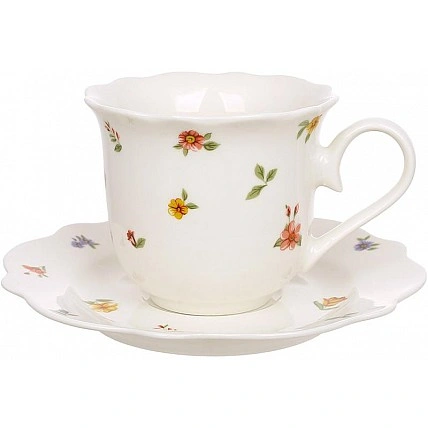 Set of 2 Porcelain Tea Cups 250ml with Saucers "Cottage Garden" BD-K334