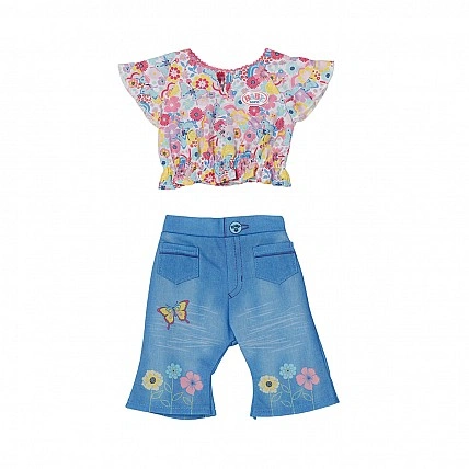 Clothing for Baby Born doll - Floral jeans