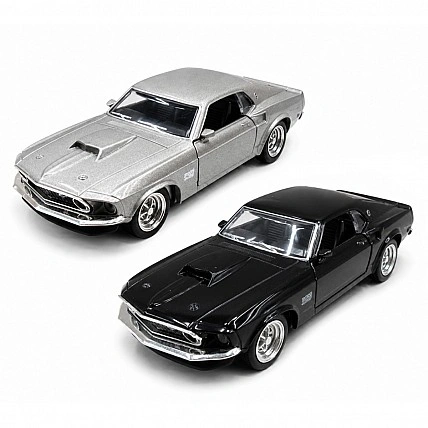 Автомодель – Ford Mustang Boss 429 1969 (серый, чёрный)