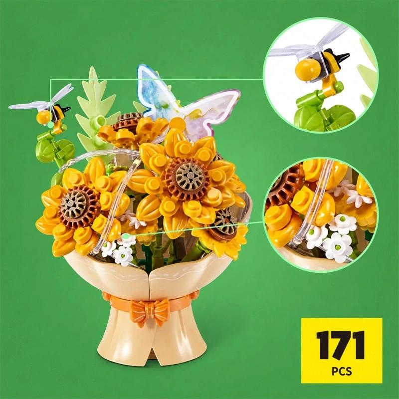 Конструктор у капсулі Max серії Bouquets S1 – Букет соняшників (світло)