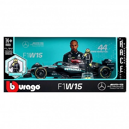Автомодель с фигуркой – Mercedes‑AMG Petronas F1 W15 (2024) (1:24)
