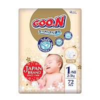 Подгузники Goo.N Premium Soft для младенцев (размер 1(NB), до 5 кг, 72 шт)
