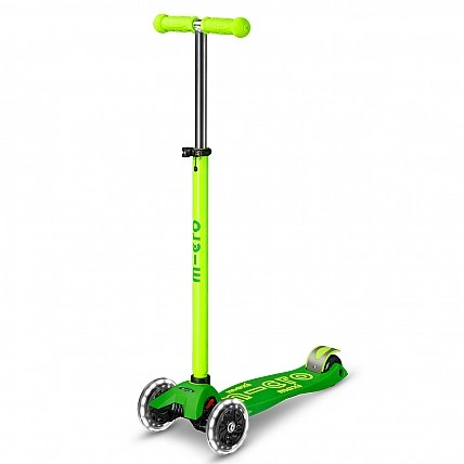 Самокат Micro серії Maxi Deluxe Maxi Deluxe Neon LED - Зелений папуга