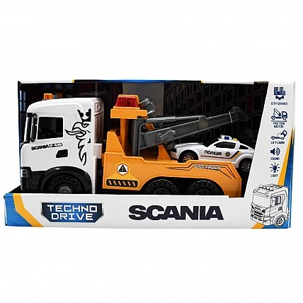 Ігровий набір серії Mid Truck – Евакуатор Scania з машиною поліції (світло, звук)