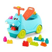 Battat Ride-on Toy with Building Blocks – Hippo Sunny