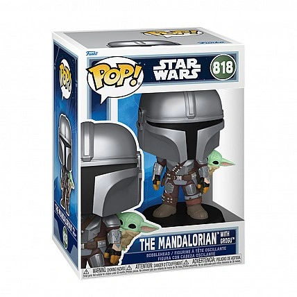 Игровая фигурка Funko POP! series The Mandalorian - The Mandalorian with Grogu on his back