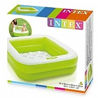 Детский бассейн Intex 57100 надувное дно, 85х85х23 см Зеленый