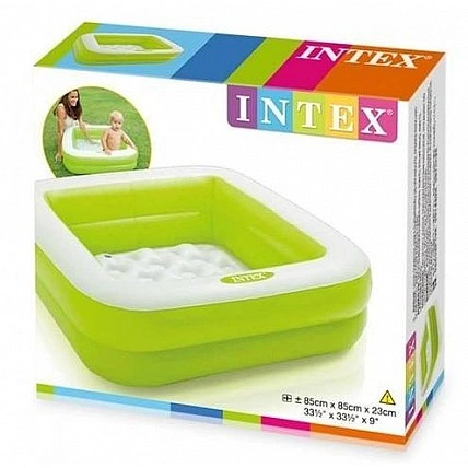 Дитячий басейн Intex 57100 надувне дно, 85х85х23 см Зелений