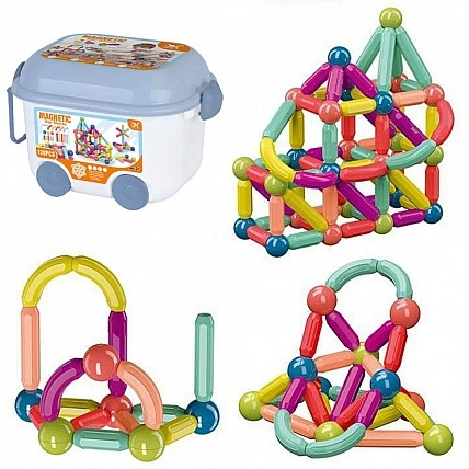 Children's magnetic building set H06-2 from sticks and balls, 128 parts