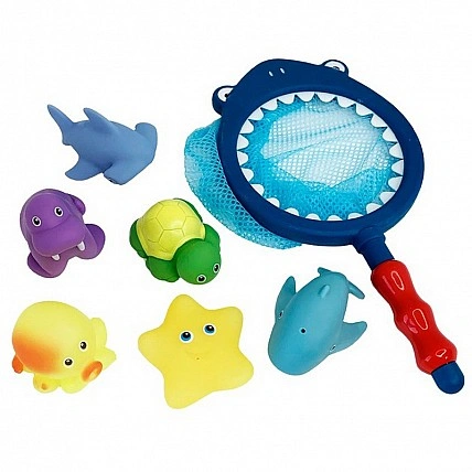 Play set for bathing "Scoop net shark" MGZ-0922, 6 animals