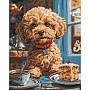 Алмазна мозаїка «Мальтіпу в кафе» AMO8040, 40x50 см