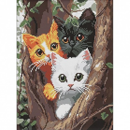 Алмазна мозаїка «Котики на дереві» ©art_selena_ua AMO8299, 30х40 см