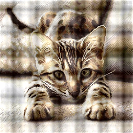 Алмазна мозаїка «Грайливе кошеня» ©art_selena_ua AMO20280, 40x40 см