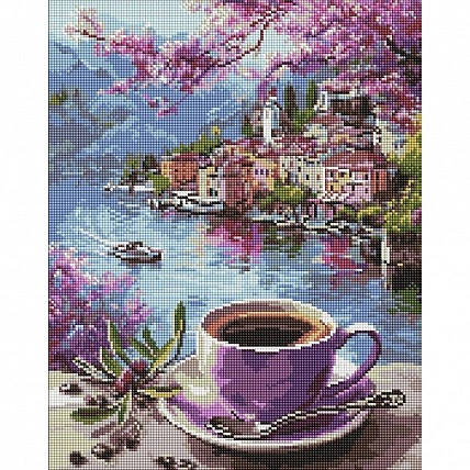 Алмазна мозаїка «Кава у фіолетових тонах» ©art_selena_ua AMO20286, 40x50 см