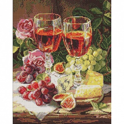 Алмазна мозаїка «Натюрморт з інжиром і вином» ©art_selena_ua AMO20289, 40x50 см