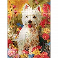 Алмазная мозаика "Собачка в цветах" ©art_selena_ua AMO20299, 30х40 см