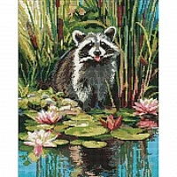 Алмазная мозаика "Енот у пруда" ©art_selena_ua AMO20312, 40х50 см