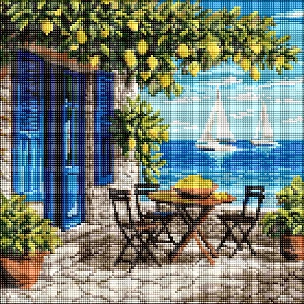 Алмазна мозаїка «Середземноморські канікули» ©art_selena_ua AMO20424, 40×40 см